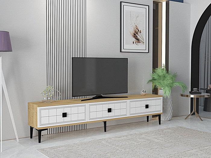 Hanah Home Yuka 180 Soporte para TV Roble Zafiro y Blanco
